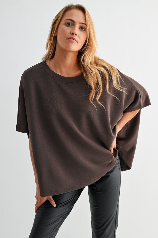 Elbow Length Dolman Sleeves Boatneck Top - GROUP A