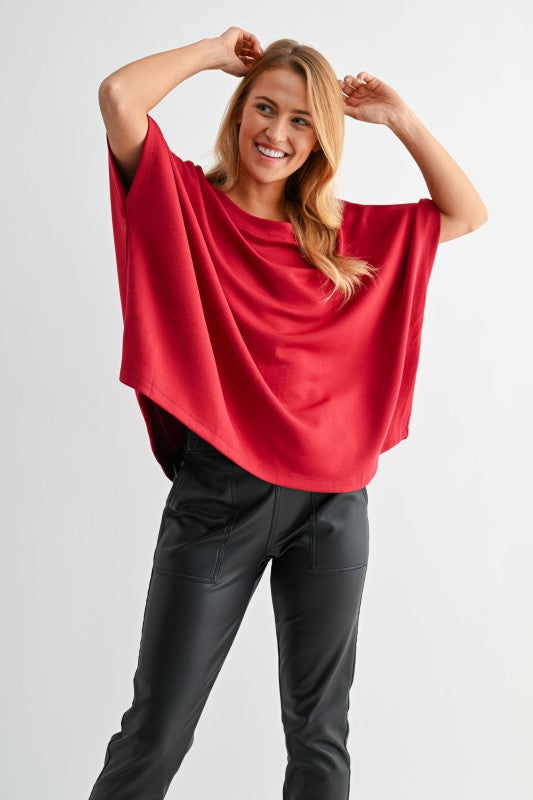 Elbow Length Dolman Sleeves Boatneck Top - GROUP B