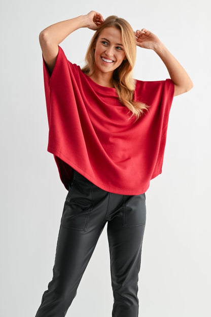 Elbow Length Dolman Sleeves Boatneck Top - GROUP B