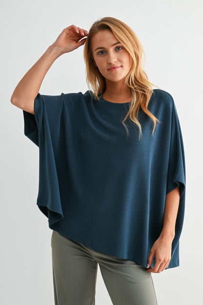 Elbow Length Dolman Sleeves Boatneck Top - GROUP B