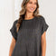 Cap Sleeve Crew Neck Ribbed Textured Top