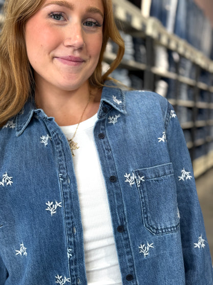 Leaf Embo Relaxed Fit Shirt