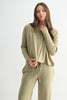 Brushed Hacci Lounge Back Pleat Long Sleeve Top