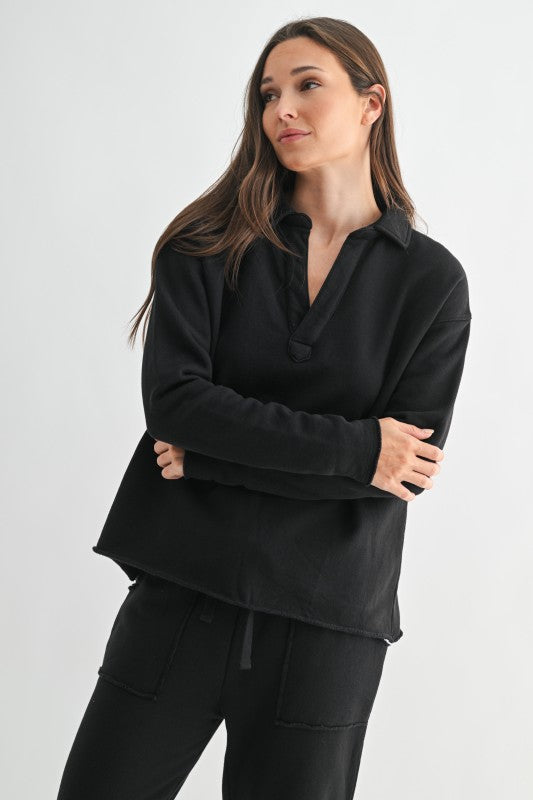 Malibu Vintage Long Sleeve V-Neck Top - GROUP A