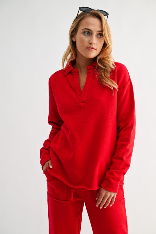 Malibu Vintage Long Sleeve V-Neck Top - GROUP A