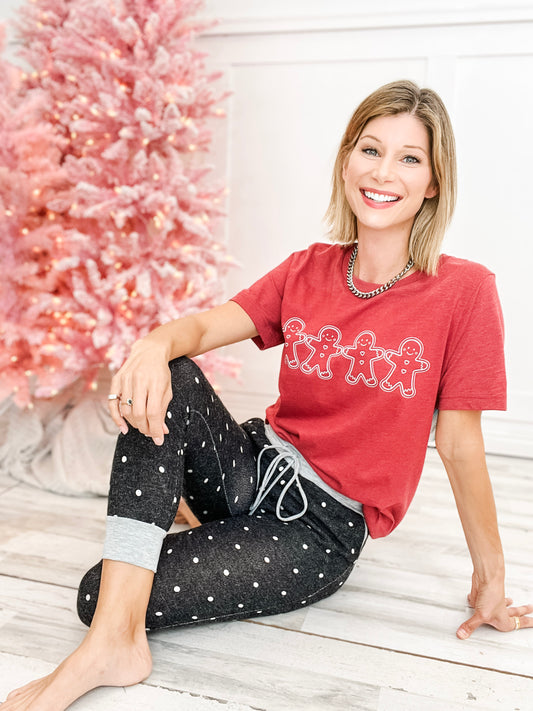 Christmas Graphic Tee with/or Charcoal Polka Dot Lounge Jogger Pants