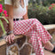 Finish Line Pink and White Checkered Barrel Pants