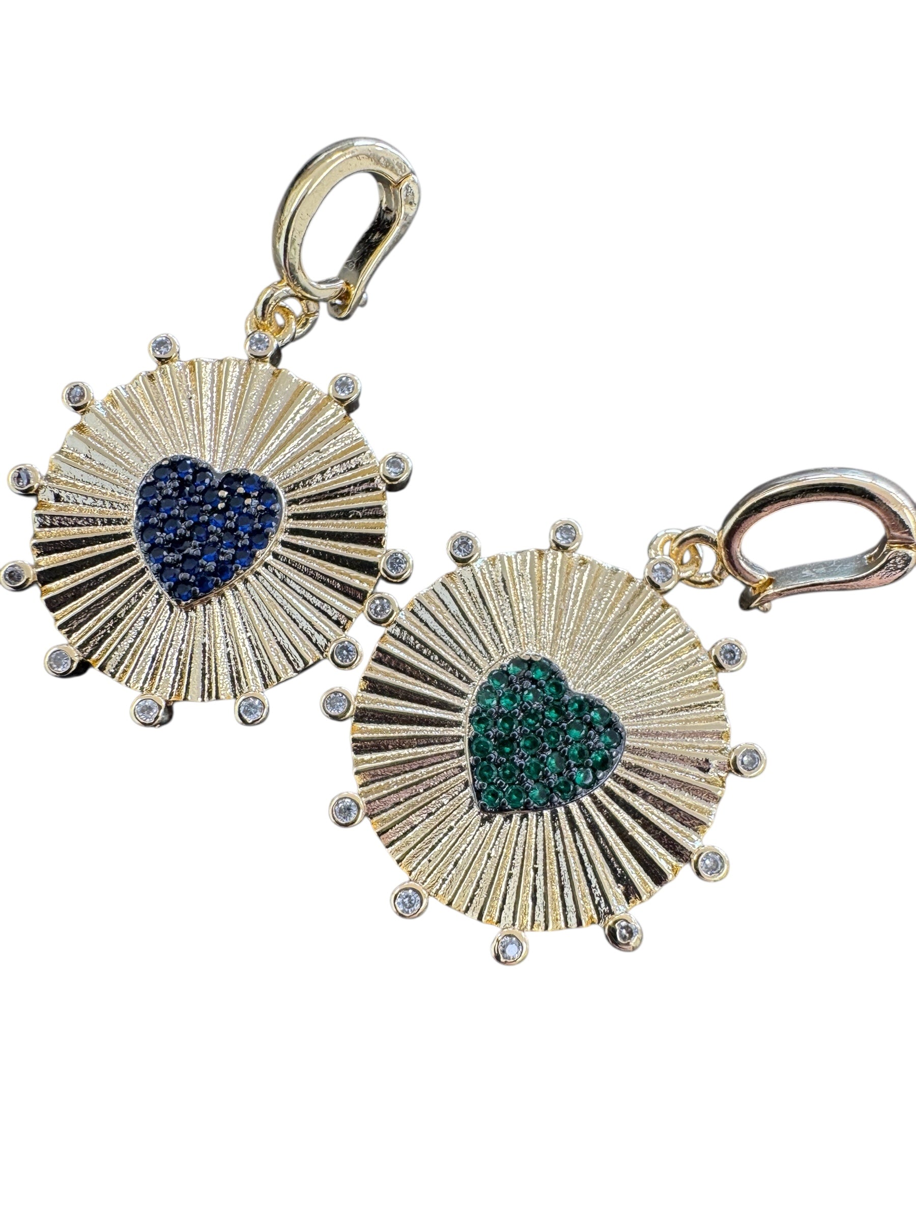 Starburst Gold Pave Heart Charm
