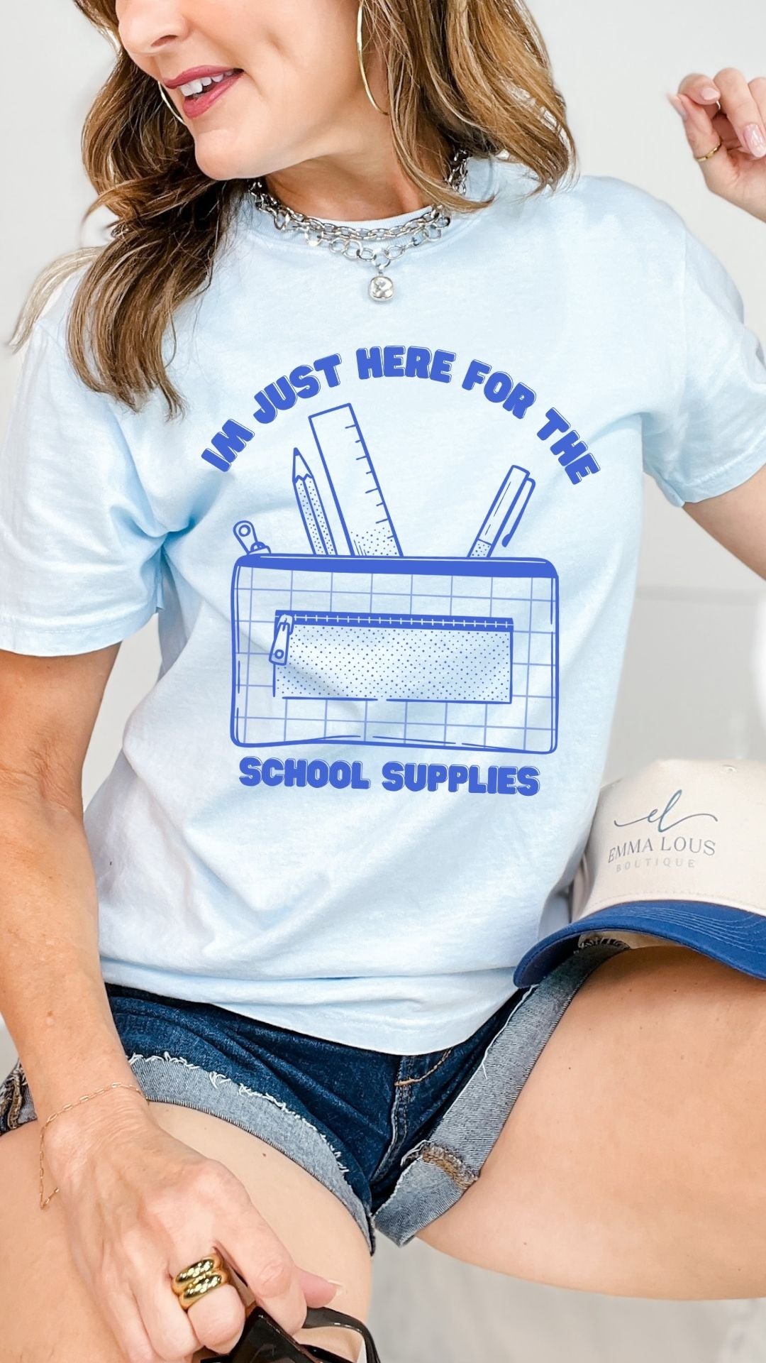 Im Just Here for the School Supplies Graphic Tee