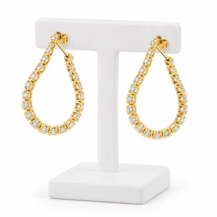2.5 Inches 14K Gold Loop Inside Out Earring Post Back