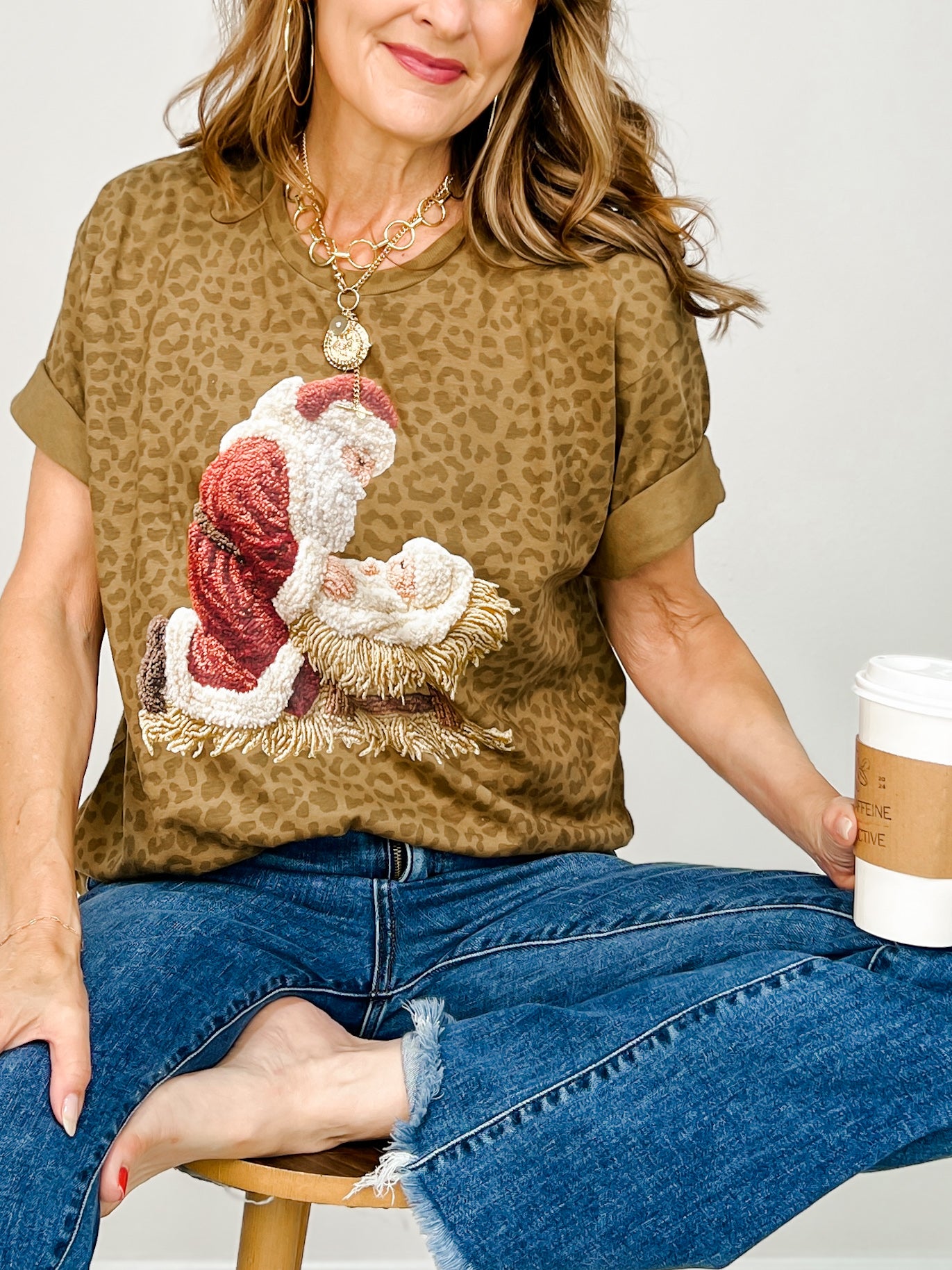 Yarn Santa and Baby Jesus Graphic Tee