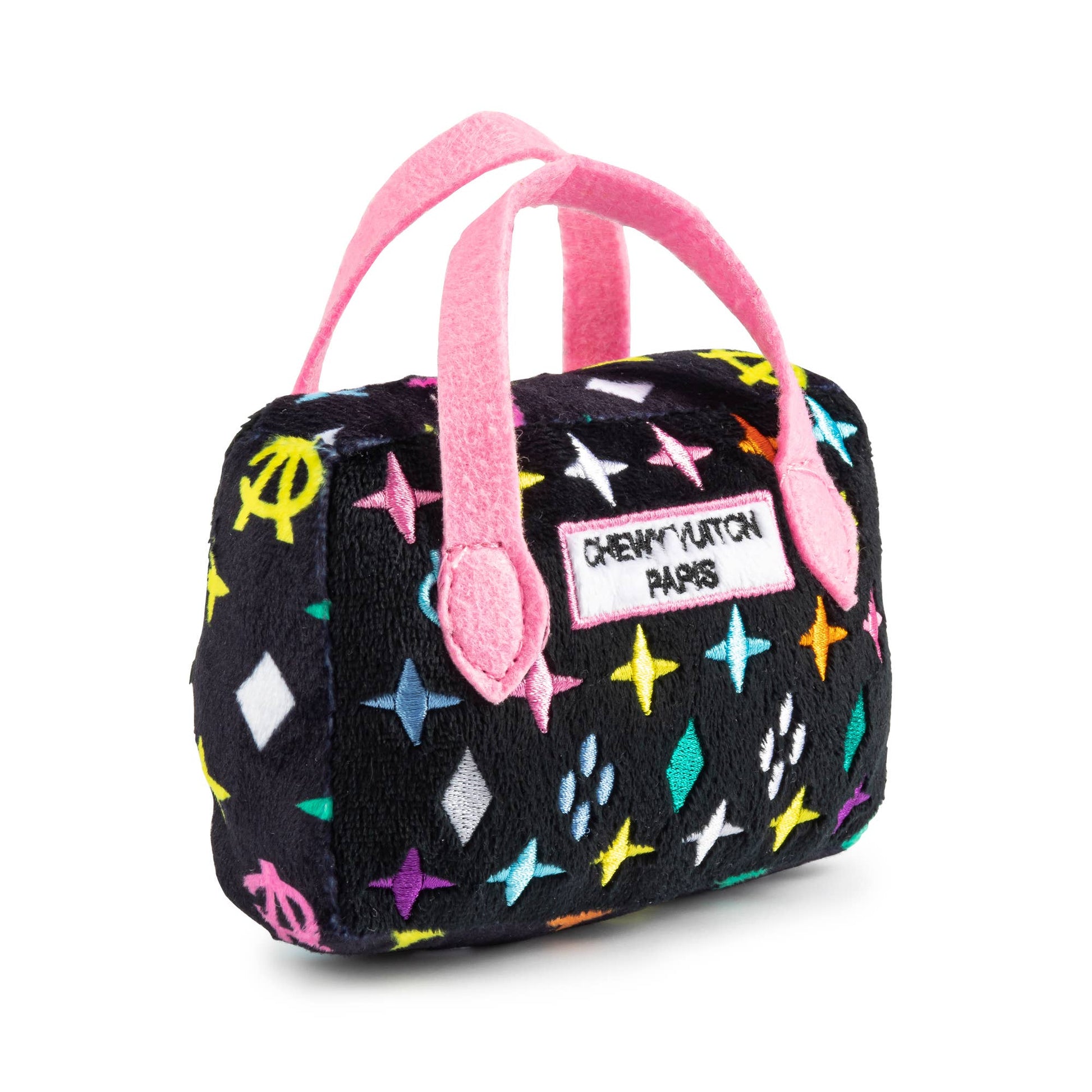 Haute Diggity Dog - Black Monogram Chewy Vuiton Handbag Squeaker Dog Toy: Small / Mini