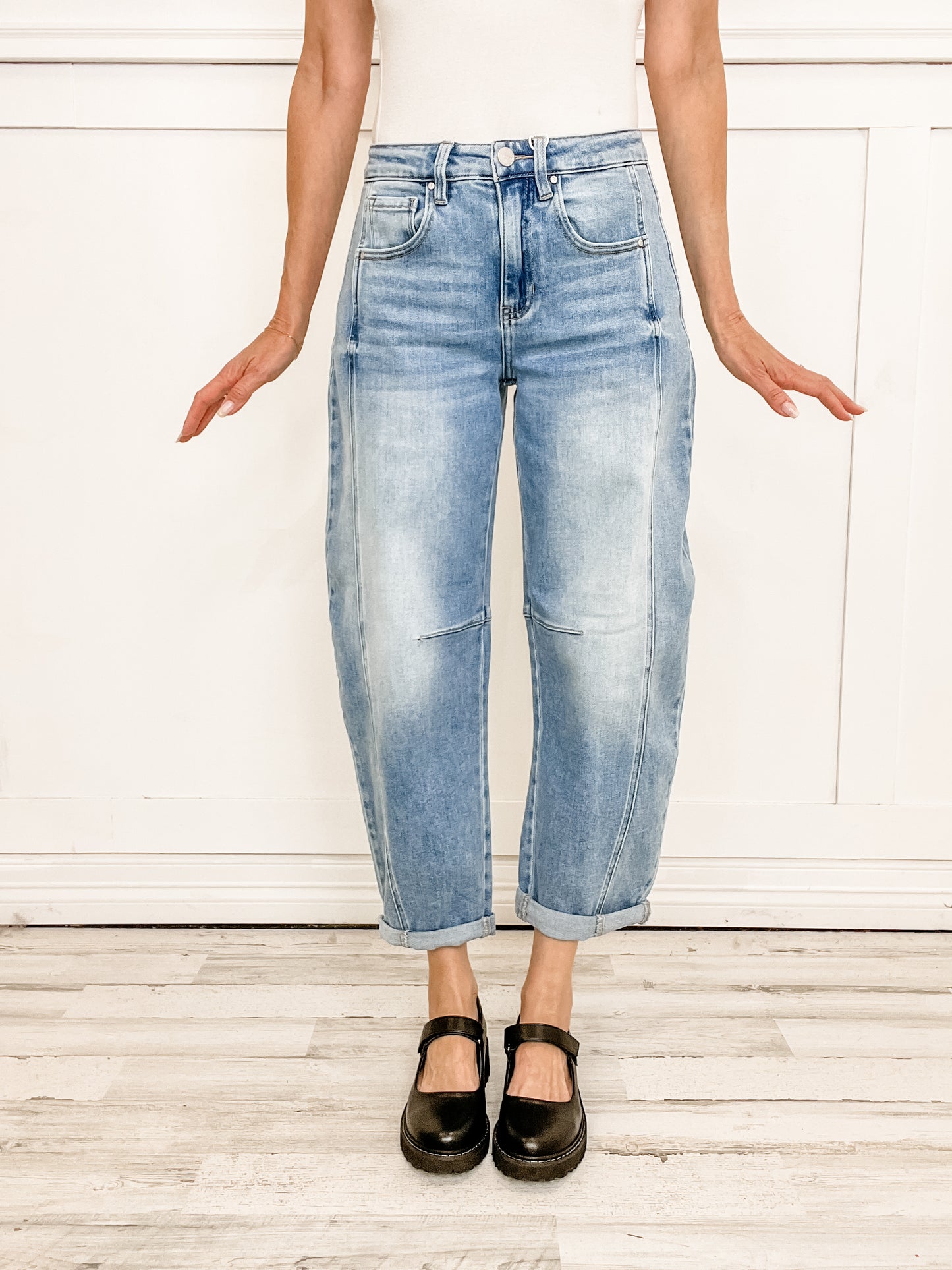 Risen High Rise Boyfriend Barrel Jeans