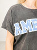Washed Jersey Short Sleeve Top With America Patch