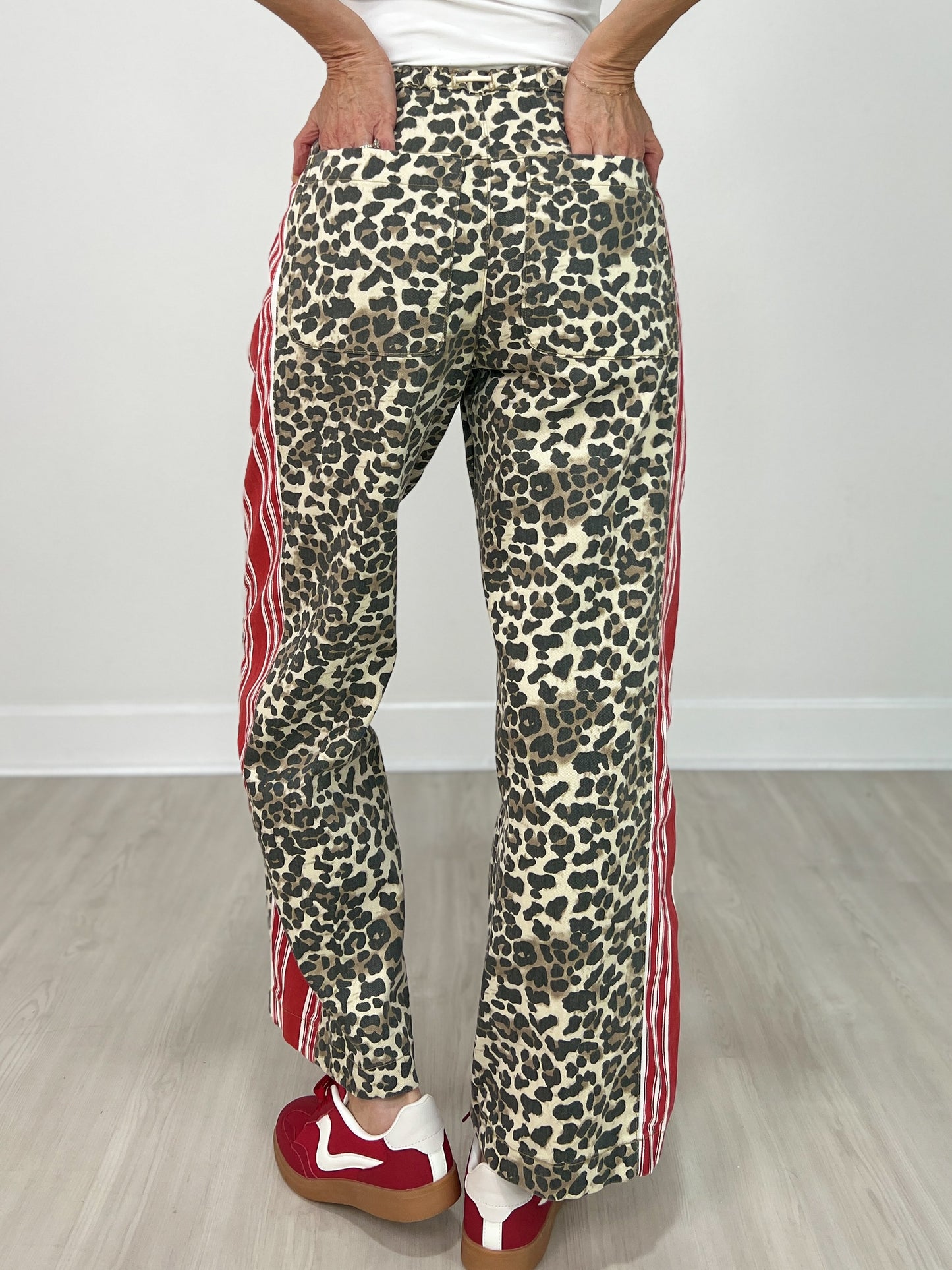 Leopard Sport Striped Wide Leg Pants