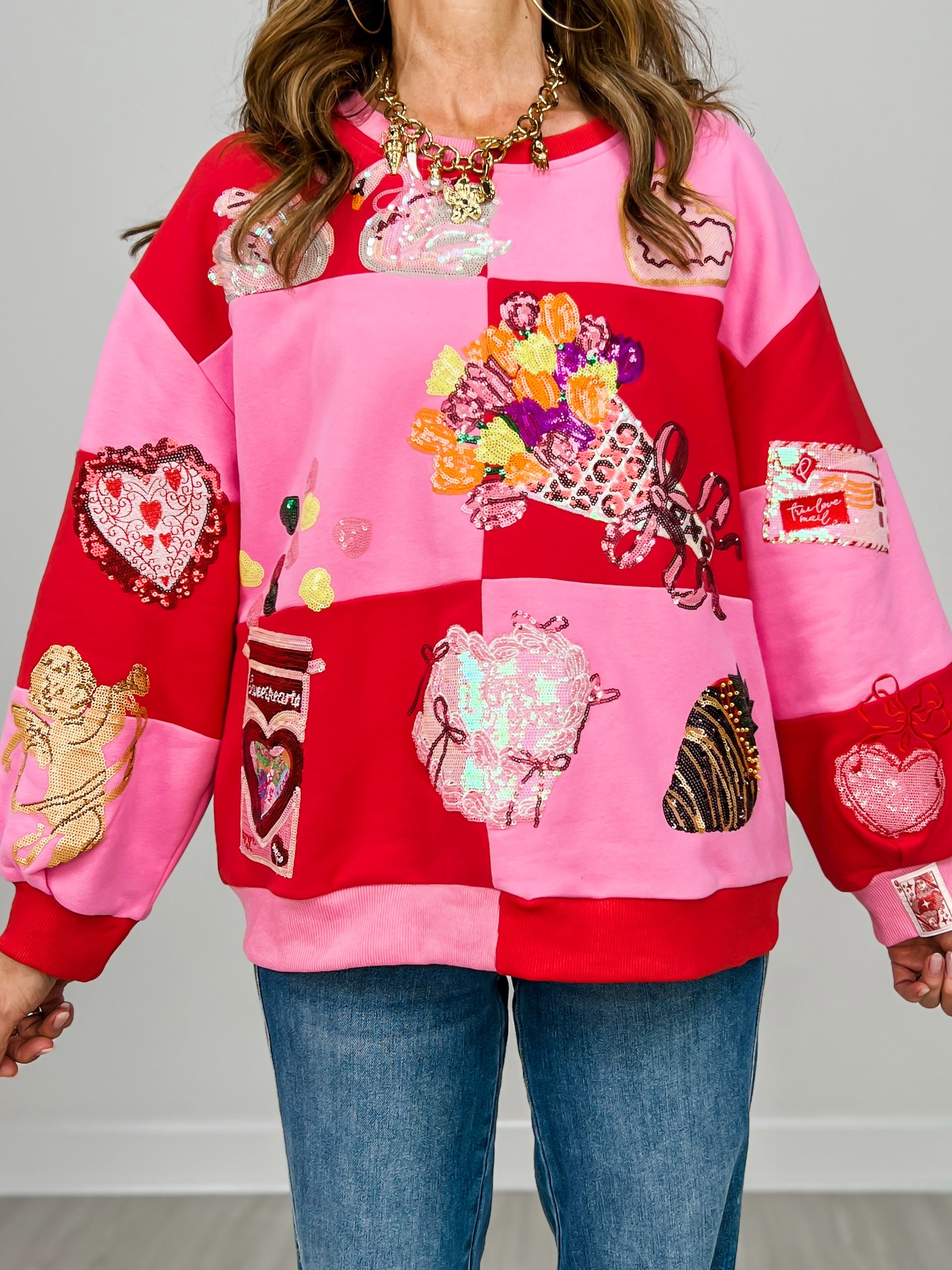 Queen Of Sparkles Checkered Valentines Icon Sweatshirt