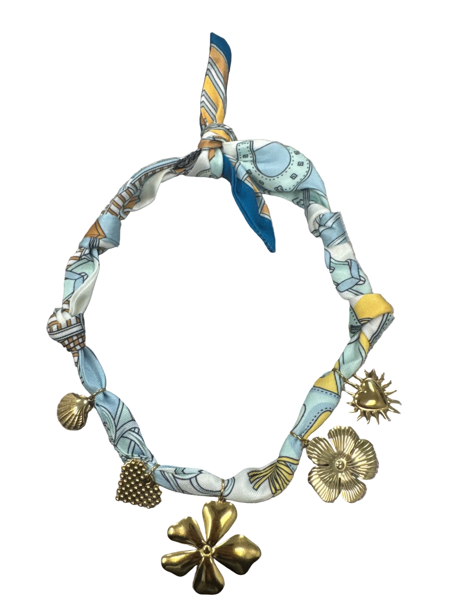 Garden Bloom Silk Scarf Charm Necklace