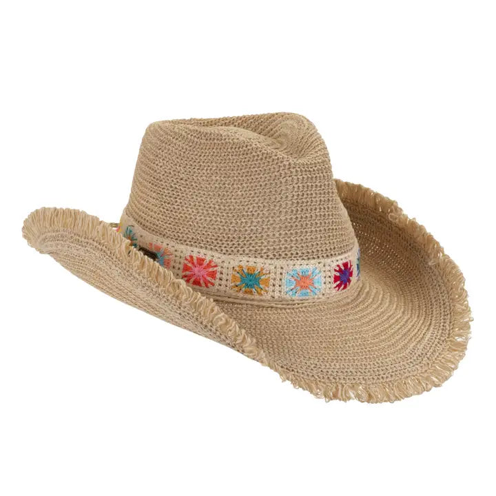 Natural, Poly Knit Western, Brim 4" Including Fringe