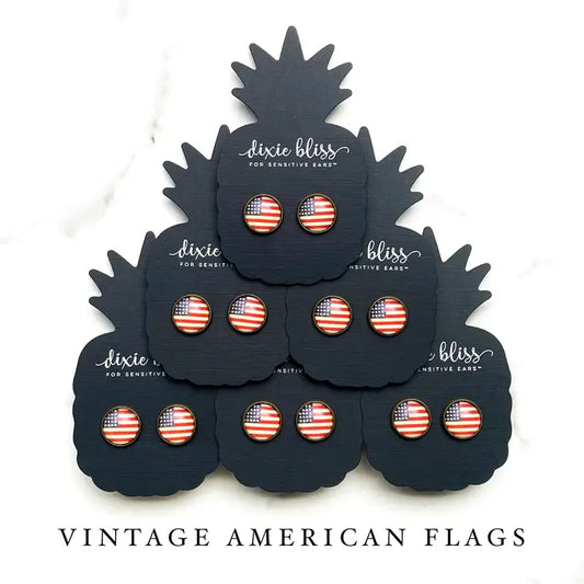 Dixie Bliss Vintage American Flag Earrings