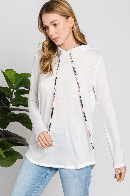 Contrast Elbow Patch Hoodie Top