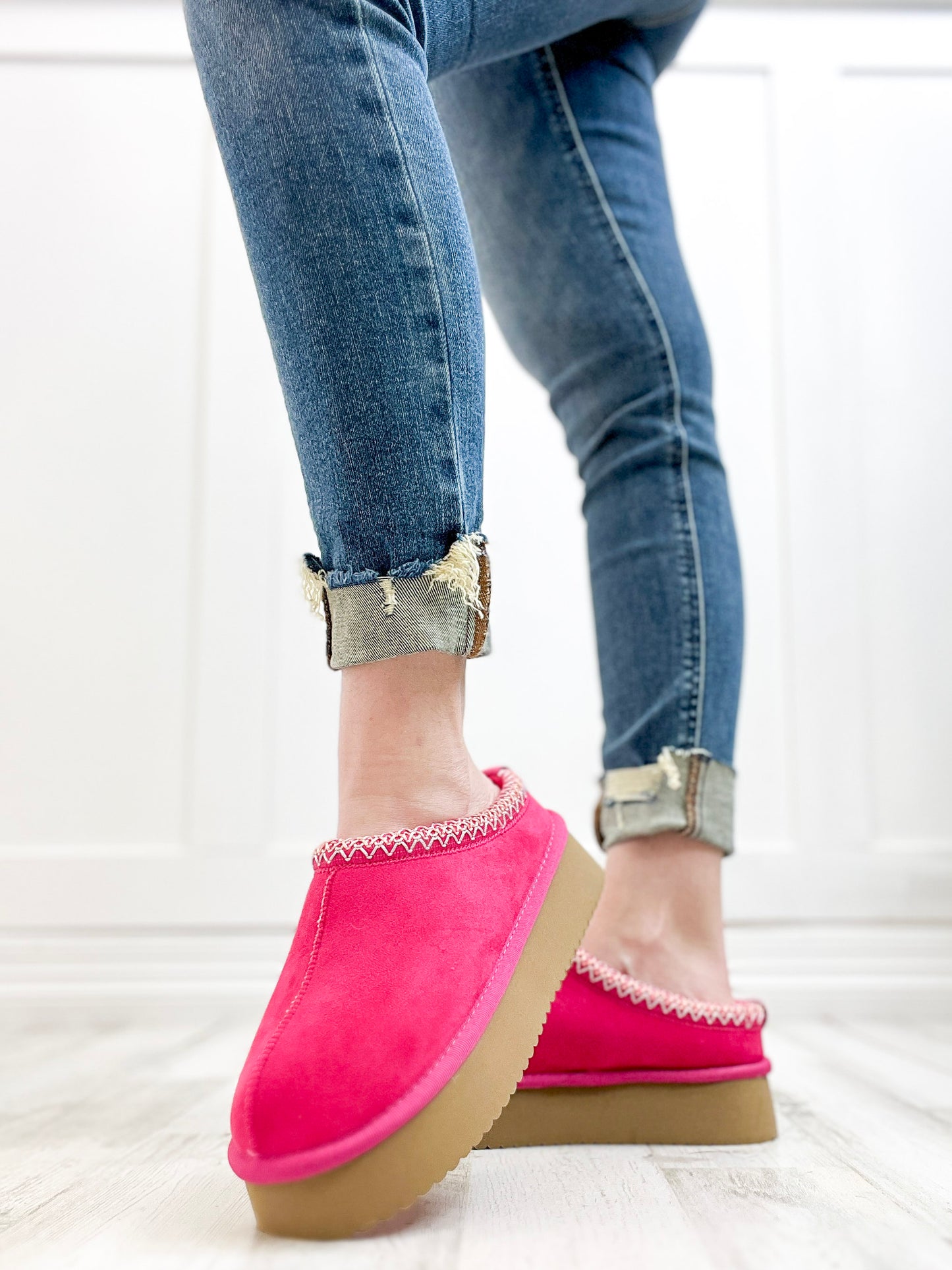 Corkys Pillow Talk Booties in Fuchsia Faux Suede