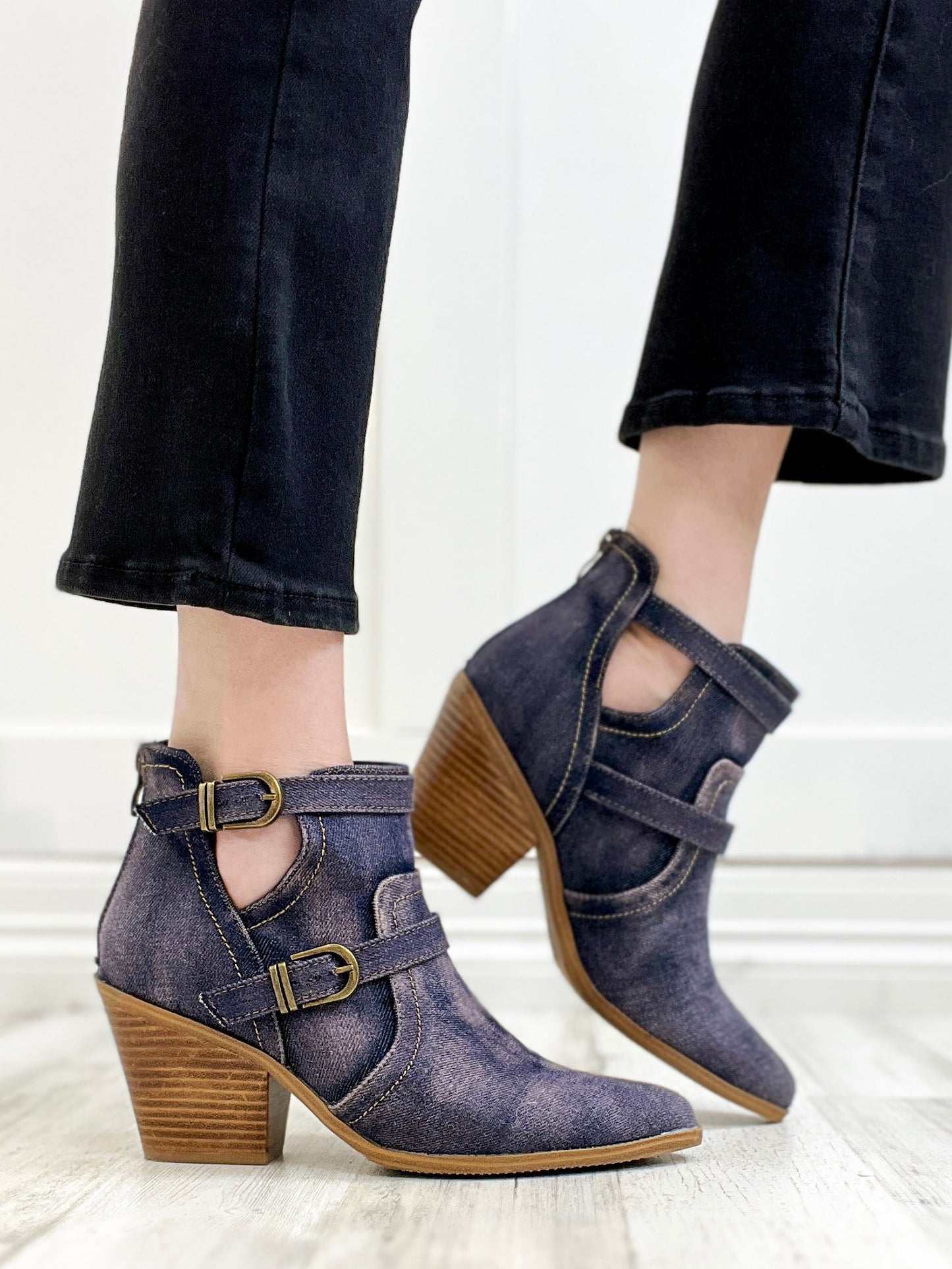 Corkys Girls Night Booties In Washed Blue Denim