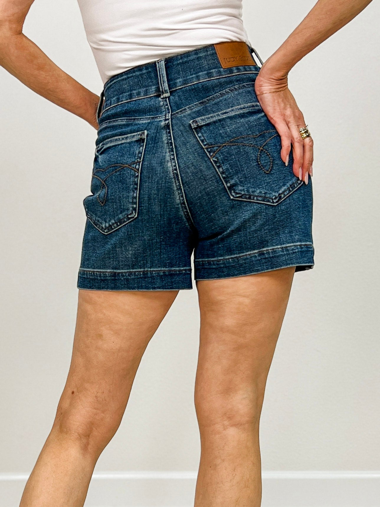 Judy Blue LOCKED IN High Rise Tummy Control Double Button Denim Shorts