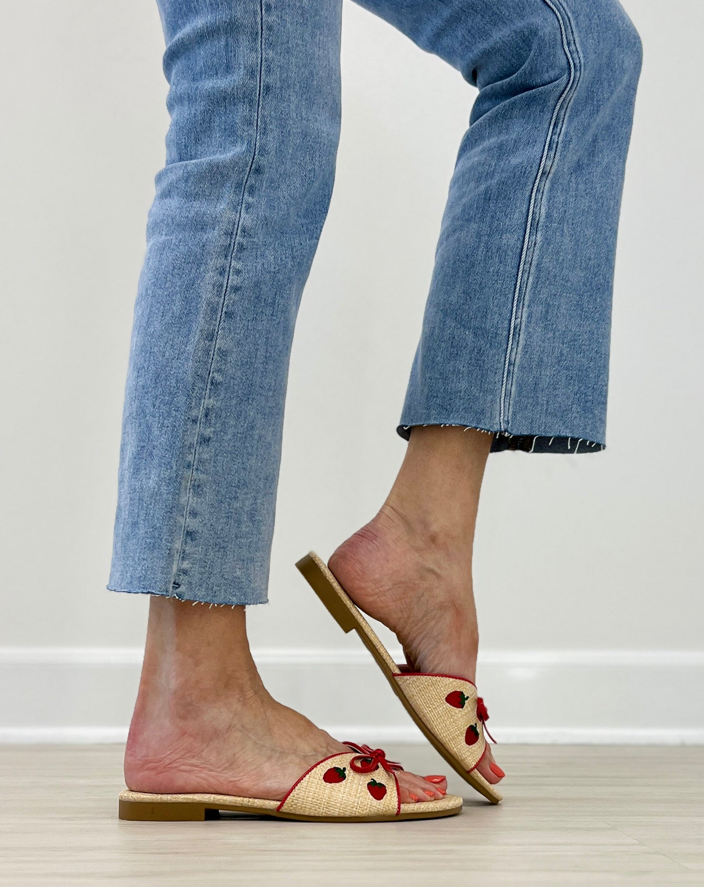 Strawberry Print Slide Sandals