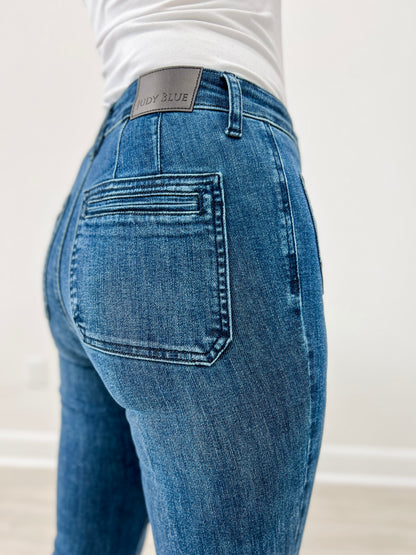 Judy Blue FLARE AFFAIR High-Waist Pintuck Flare Jeans