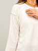 Long Sleeve Textured Knit Top with Round Neckline