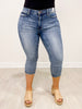 Judy Blue SASHA Mid-Rise Contrast Wash No Distressing Capri Denim Jeans