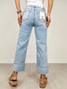 MICA Denim High Rise Wide Leg Tummy Tuck Embroidered Jeans