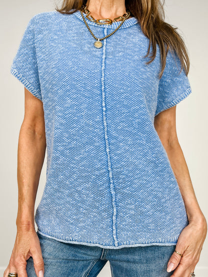 Mineral Washed Knit Casual Sweater Top