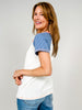 Ribbed Color Block Button Front Henley Top