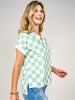 Checkered Print Short Sleeve Top