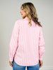 Long Sleeve Striped Button Up Top with Collar