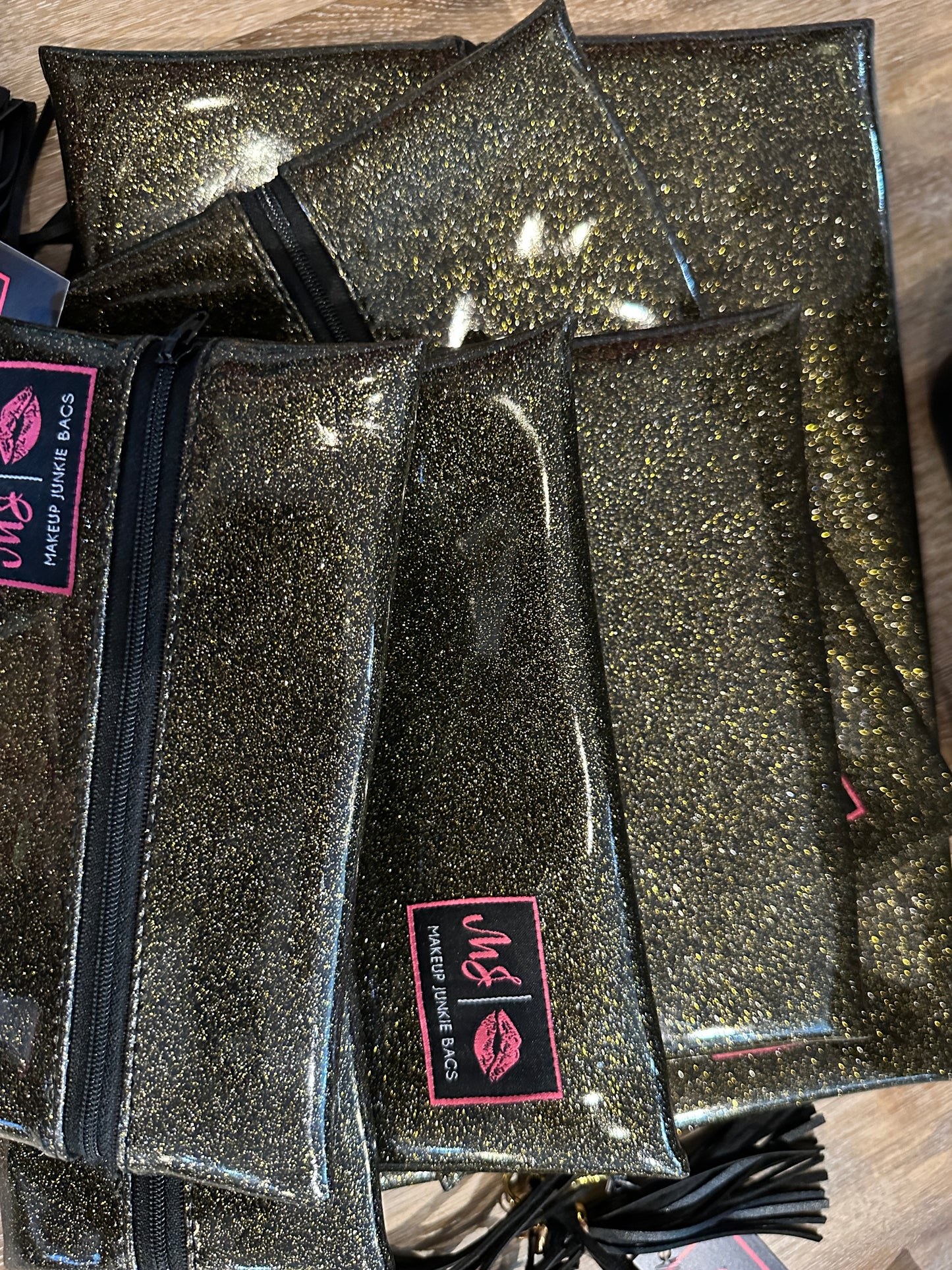 Black Glitter Make Up Junkie Bags