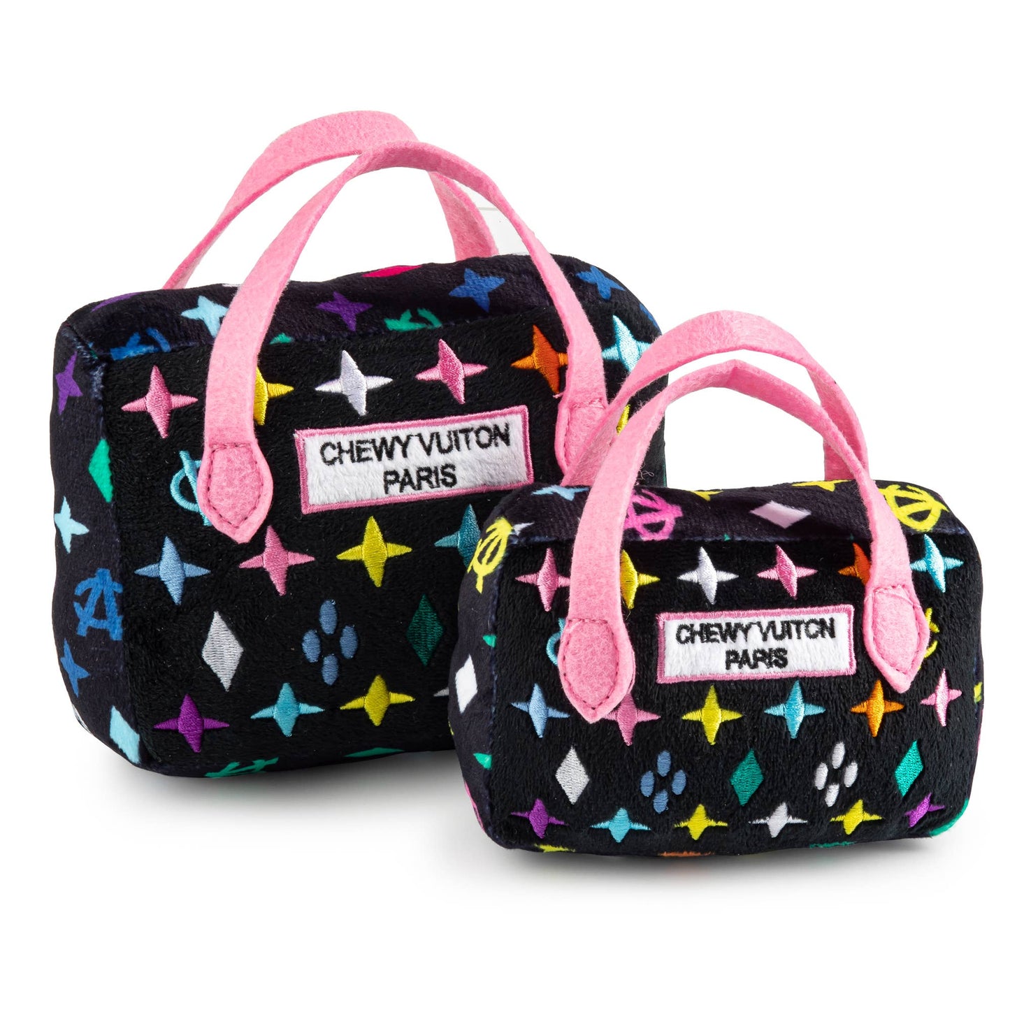 Haute Diggity Dog - Black Monogram Chewy Vuiton Handbag Squeaker Dog Toy: Small / Mini