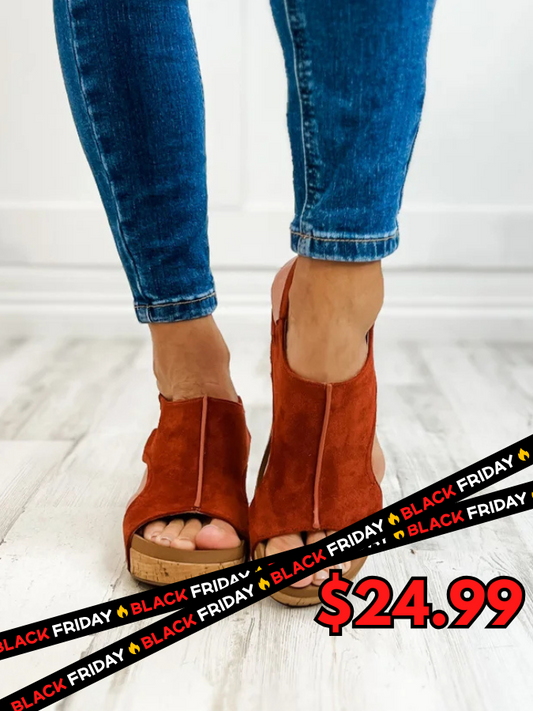 Corkys Carley RUST FAUX SUEDE Wedge Sandal