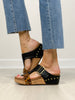 Corkys Top Secret Buckle Wedges in Black Leopard Combo