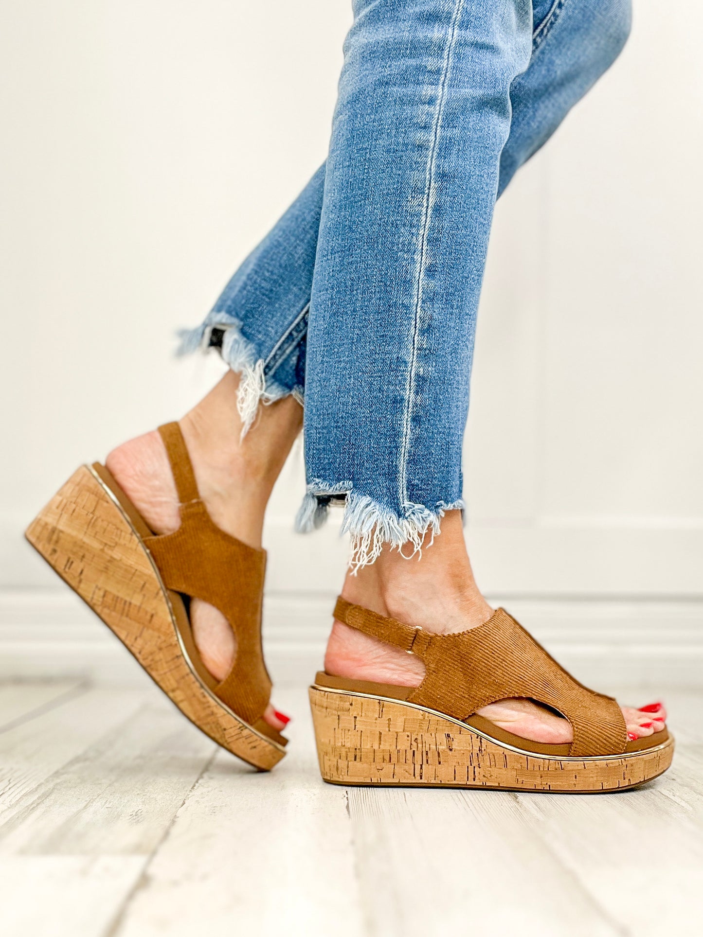 Corkys CARLEY Wedge Shoes in Chestnut Corduroy