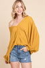 V-Neck Wide Bubble Sleeve Top