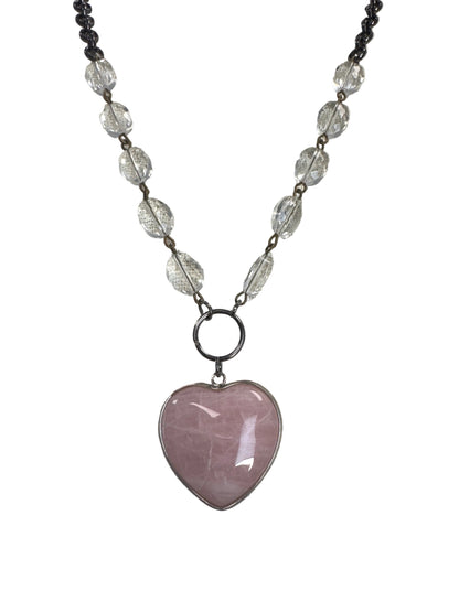 Natural Stone Pendant Necklace with Beaded Chain