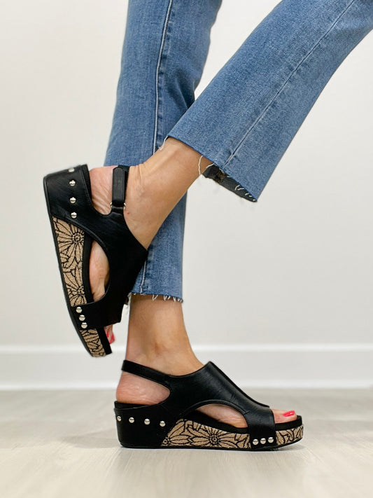 Corkys Volta II Wedge Sandals in Black Combo