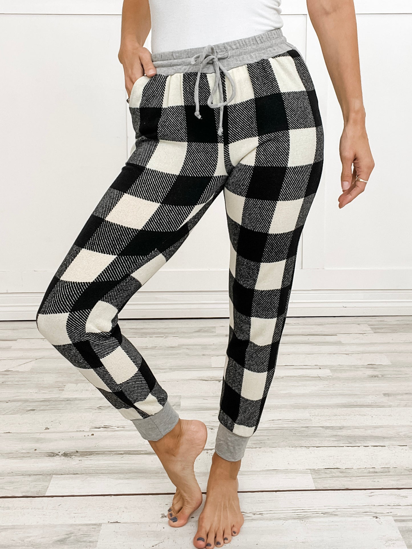 Christmas Graphic Tee with/or Black and White Plaid Lounge Jogger Pants