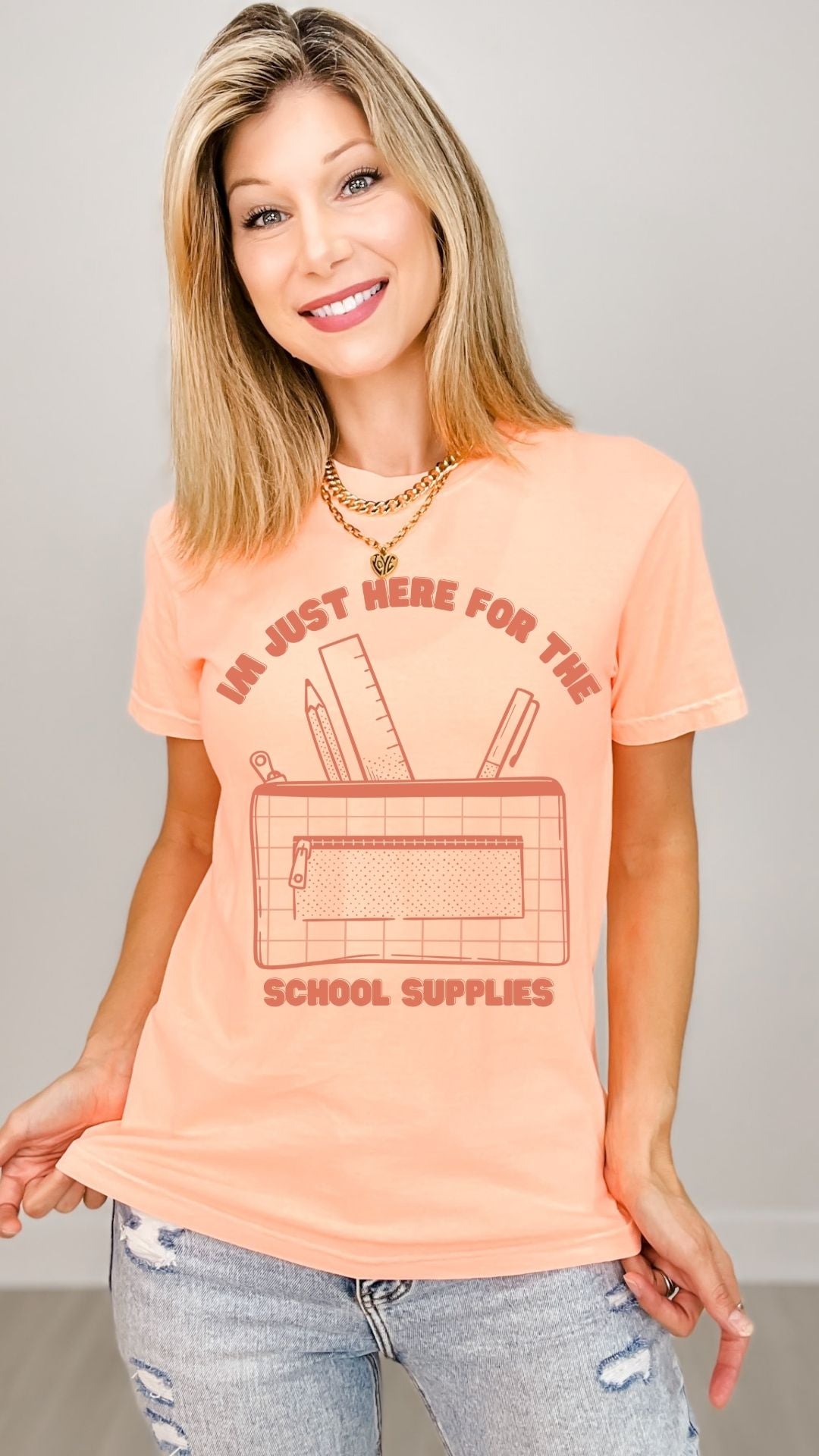 Im Just Here for the School Supplies Graphic Tee