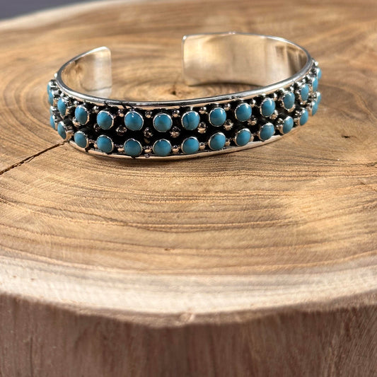 Double Dot Turquoise Cuff Bracelet