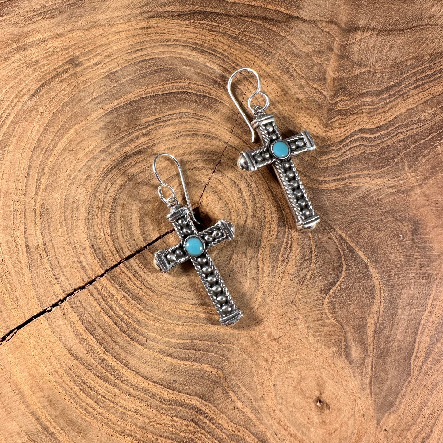 Amazing Grace Cross  Turquoise Earrings