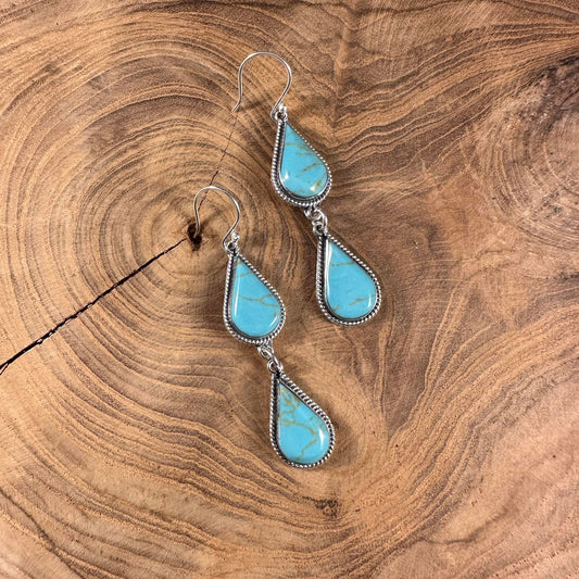 Double Turquoise Teardrop Earrings