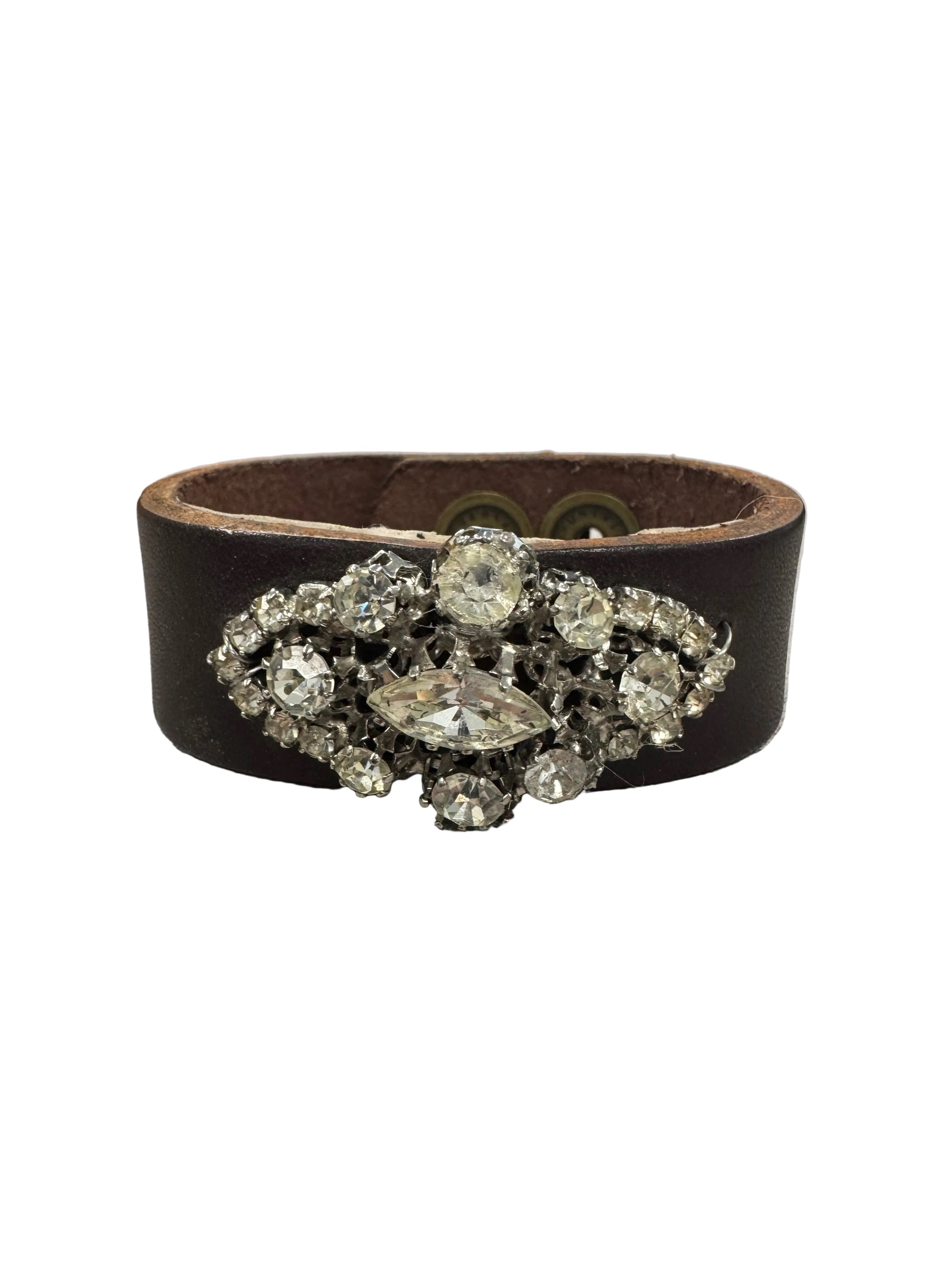 Star Brooch Leather Cuff Bracelet